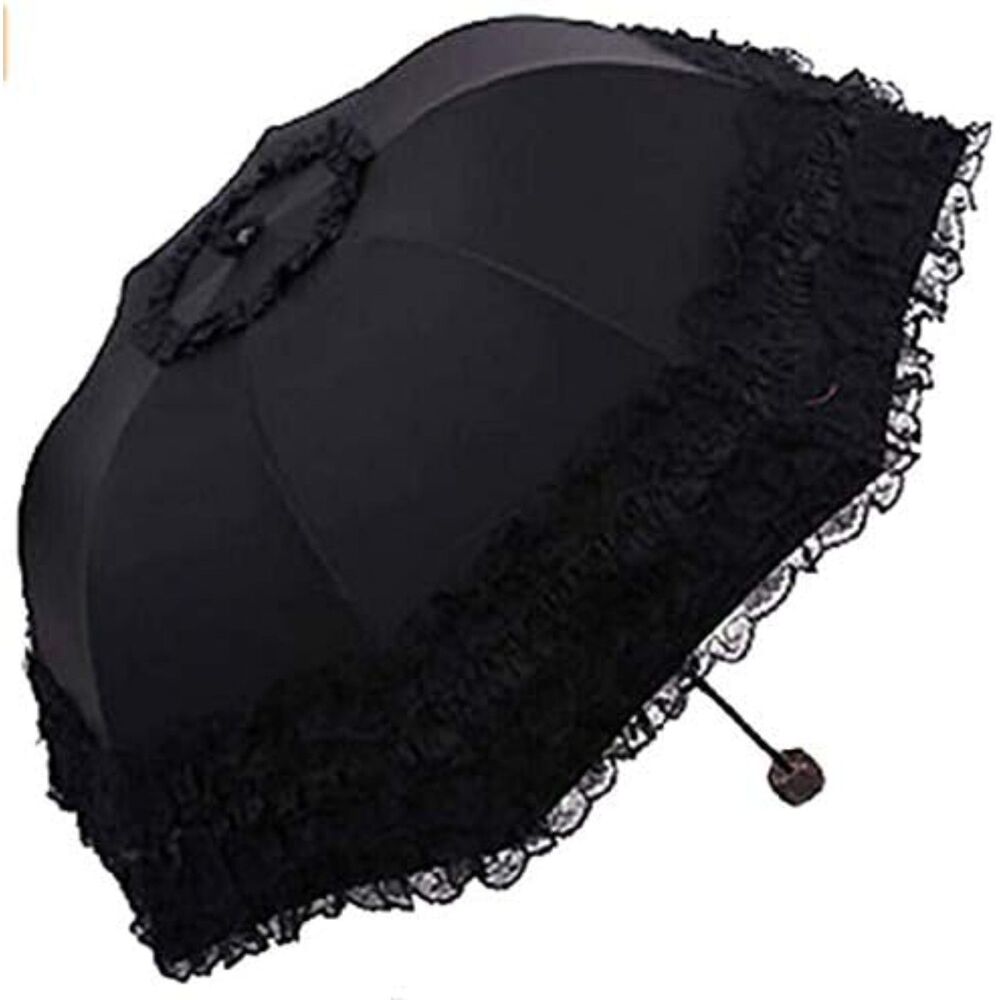 Foldable Lace Travel Sun Rain Umbrella Anti UV Resistance Waterproof Cloth